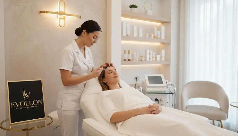 Evollon Med Spa provider providing a facial treatment